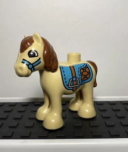 Lego Duplo Figure - Tan Pony With Printed Saddle Minifigure Baby Horse - Picture 1 of 5