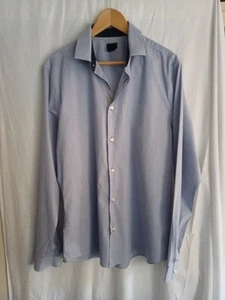 Men's H&M Classic Blue Striped Longsleeved Stretch Fitted Summer Shirt Size L - Picture 1 of 5