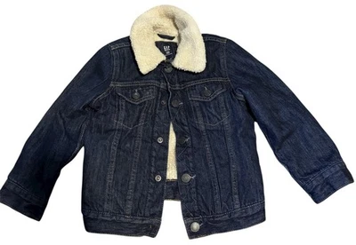 Chaqueta Gap Kids Sherpa Forrada Denim Forrada Lavado Oscuro Talla 4 Años Niño Pequeño Foto 1 de 4