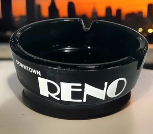 Sands Casino Retro Ashtray Reno Nevada Black Glass Vintage 4" - Picture 1 of 6