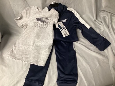 PUMA Kids 3-piece Tech Fleece Set, Blue White Gray XXS (3-4) NWT - Image 1 of 4