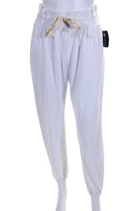 ONZIE Womens Drawstring Scrunched Tapered Leg Casual Sweatpants White Size M/L - Picture 1 of 5