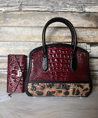 Cartera de cuero Brahmin Cherry Lacquer Towers Rosetta y billetera Verónica--JUEGO NUEVO CON ETIQUETAS Foto 1 de 4