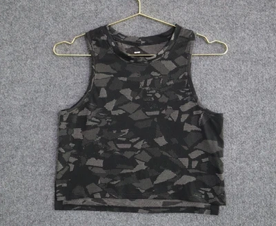 Lululemon 衬衫女式 6 黑色迷彩通风作物背心宽松版型运动休闲 — 第 1/3 张图片