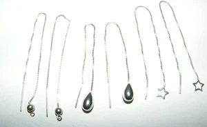 3 Paar Sterling Silber Einfädler Ohrringe - Bild 1 von 4