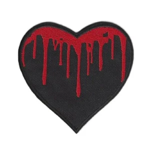 BLOODY HEART IRON ON PATCH 2.7" Dripping Blood Punk Goth Horror Embriodered NEW - Picture 1 of 2