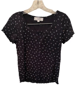 Hippie Rose Medium-ruffled hem floral print- y2k- baby doll Shirt - Picture 1 of 11