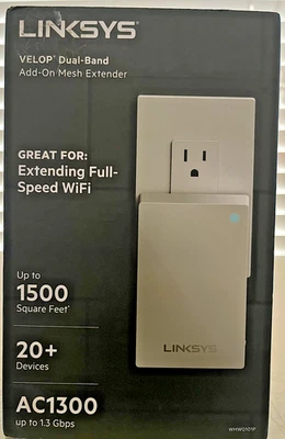 New Linksys Velop Plug-In AC1300 Dual-Band Wi-Fi Add-On Mesh Extender WHW0101P - Image 1 of 4