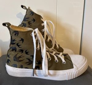 MCQ Alexander Mcqueen Khaki Swallow High Top Shoes Womens Size Uk 6 (EU39) - Picture 1 of 22