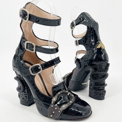 Zapatos de salón Gucci de charol negro Queercore Dionysus con hebilla de tacón de serpiente EU 38 Foto 1 de 4