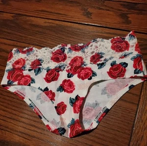 NWT Victoria's Secret PINK cotton X-LOW RISE HIPSTER PANTIES ROSES 11102223 M - Picture 1 of 2