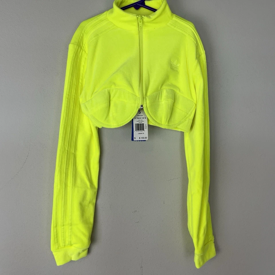 Adidas X Jeremy Scott Velour Crop Track Top Neon Yellow H50968