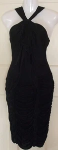 KAREN MILLEN BLACK FITTED PARTY DRESS SIZE 6 - 14 - Picture 1 of 7