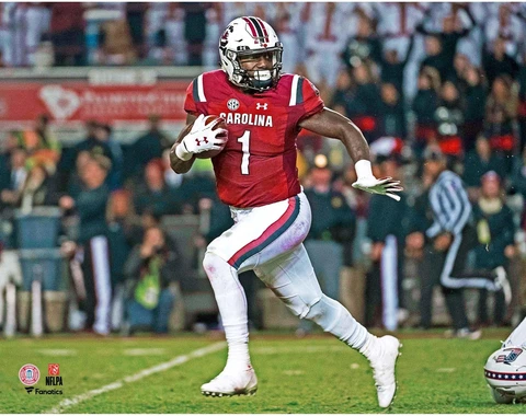 Deebo Samuel South Carolina Gamecocks Unsigned Red Jersey Running 11 x 14 Photo Cover