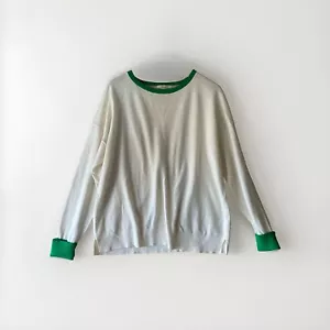 BODEN XL Women’s Sweater Green Trim Jumper Ecru Wool Cotton - Picture 1 of 5