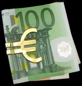 PLAYAZ CASH*SEÑALES DE EURO*CLIP DE DINERO*PINZA DE DINERO*MONEYCLIP*ORO DORADO 50mm - Imagen 1 de 1