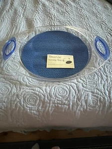 PAMPERED CHEF BLUE / CLEAR ACRYLIC OVAL SERVING TRAY PLATTER #2283 NIB - Picture 1 of 3