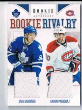 2012-13 ROOKIE ANTHOLOGY JAKE GARDINER AARON PALUSHAJ DUAL JERSEY 1 COLOR CS