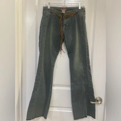 Vaqueros vintage JouJou estilo hippie pierna con flecos desgastados parte inferior damas 11/12 Foto 1 de 4