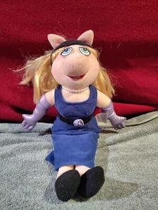 Sababa Toy Jim Henson Muppets 2004 Plush Miss Piggy Blue Dress Pearls Gloves - Picture 1 of 3