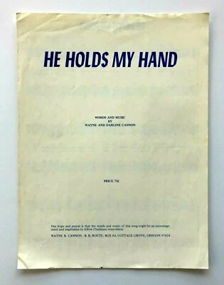 He Holds My Hand Cannon 1968 Sheet Music Piano Religious Christian Inspirational - Image 1 of 3