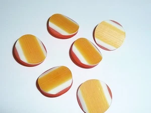 Funky Orange Tri-Color Vintage Plastic Shank Buttons 1"  Made in Holland Buttons - Picture 1 of 6