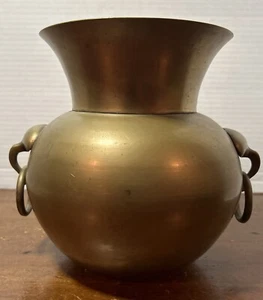 Brass Vessel Planter Vase Tobacco pot with ring Handles - Picture 1 of 16