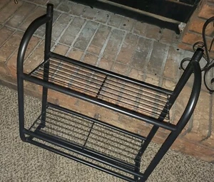 Black Metal Bathroom Two-tier Wall Shelf With Double Towel Bar! - Picture 1 of 5