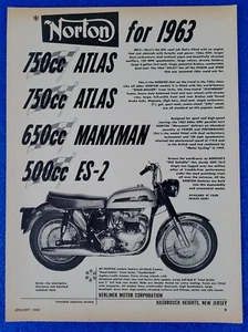 1963 NORTON DEALER LINE-UP WITH 750cc & 650cc ATLAS MOTORCYCLES VINTAGE PRINT AD - Picture 1 of 1