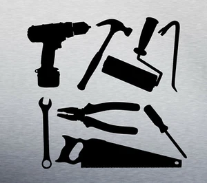 SMALL TOOL SILHOUETTE DECAL LOGO FOR CAR VAN VINYL TRADE BUILDER STICKER - Picture 1 of 5