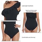 One Shoulder Swimwear Asymmetric One Piece Swimsuits Bathing Suits(Black S) NOW