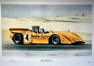 McLAREN M8A CAN-AM RIVERSIDE 1968 BRUCE McLAREN GANAR NUEVA PINTURA IMPRESIÓN ARTE DUGAN - Imagen 1 de 2