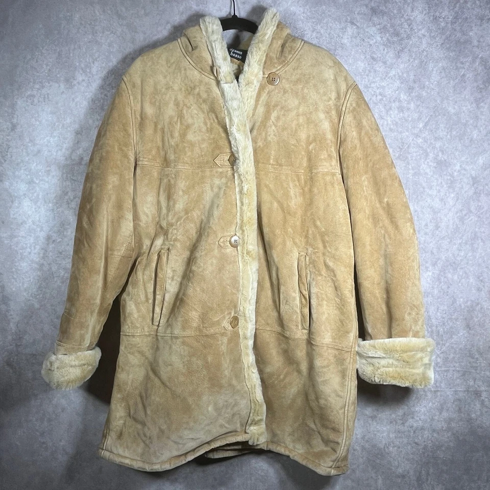 Chaqueta de gamuza Dennis Basso para mujer grande tostada con capucha forrada de piel sintética esposas de la mafia Foto 1 de 4