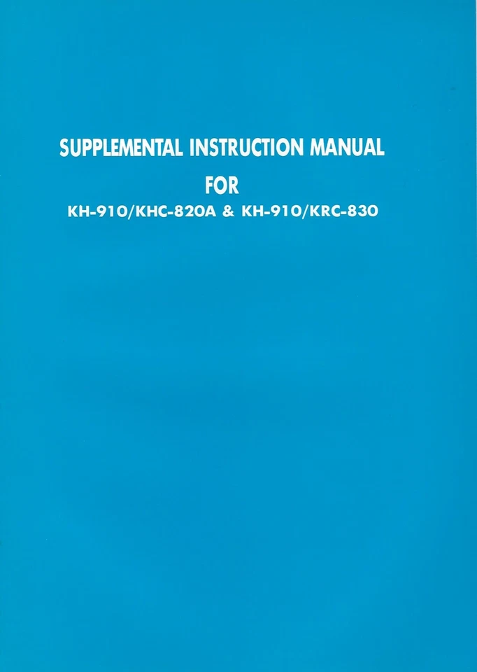 Brother Knitking KH910 con KHC820A, SUPLEMENTO KRC830. MANUAL *NUEVO* Mfg Original Foto 1 de 1