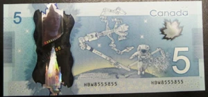 Canada 2013 5 dollars Polymer Plastic note 2 digit Repeater HBW8555855 Macklem P - Picture 1 of 2