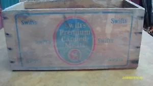 Vintage Swift’s Premium Corned Beef - Canned Meats - Wooden Crate Shipping Box - Picture 1 of 4