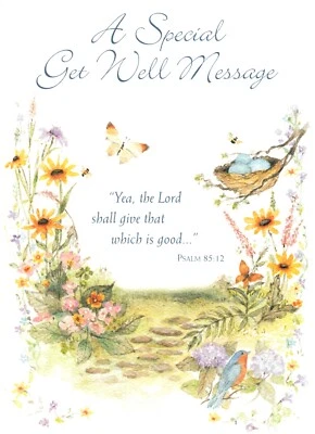 Get Well Feel Better Soon Butterfly & Bluebird Nest  Botanical Greeting Card  - Image 1 of 3