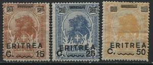 Eritrea overprinted 1922 15 to 50 centesimi mint o.g. hinged - Picture 1 of 1