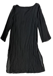 J Jill Wearever Silk Dress Black Long Sleeve Gauzy Sz M Minimalist Layer - Picture 1 of 9