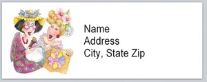Personalized address Labels Two Ladies Crocheting (BX 524) - Picture 1 of 3