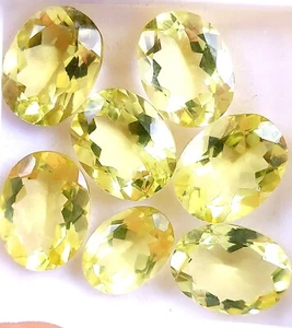 7 Pcs 60 Cts Natural Lemon Quartz Faceted Cabochon Lot 16x12 14x10mm #R-10557 - Picture 1 of 7