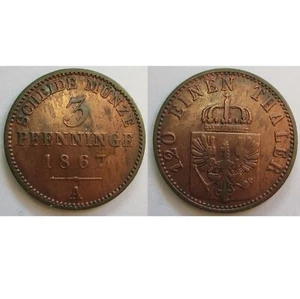 Gutse Deutschland, Königreich Preußen, 3 Pfennig 1867 A, EBC - Bild 1 von 3