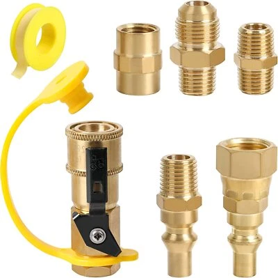 7Pcs RV Quick-connect Fittings BBQ Grill Adapter 1/4" NPT Propane Hose Adapter - Image 1 of 4