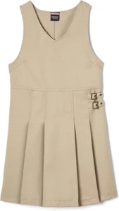 French Toast Khaki Pleated Double Buckle Jumper School Uniform Girls Size 14 - Picture 1 of 5