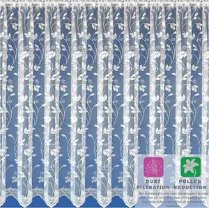 Luxury Meadow Leaves Floral White Lace Net Curtain sold by the metre 9 Drops - Picture 1 of 5