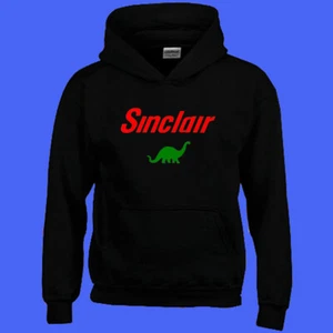 Felpa con cappuccio nera da uomo Sinclair Dino logo benzina taglia S-3XL - Foto 1 di 1