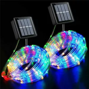 2PACK Solar 100LEDs 39FT String Tube Strip Lights Garden Light Night Light Lamps - Picture 1 of 18