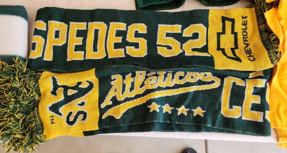 Oakland Athletics A's Yoenis Cespedes #52 Scarf Green & Yellow qty 2 - Image 1 of 1