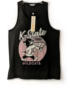 Camiseta sin mangas para mujer Kansas K-State University Muscle negra M - Imagen 1 de 3