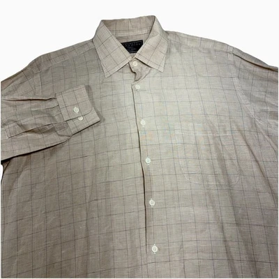 Camisa Charles Tyrwhitt Informal Hombres L Manga Larga Mezcla de Lino Abotonada Beige a Cuadros Foto 1 de 4